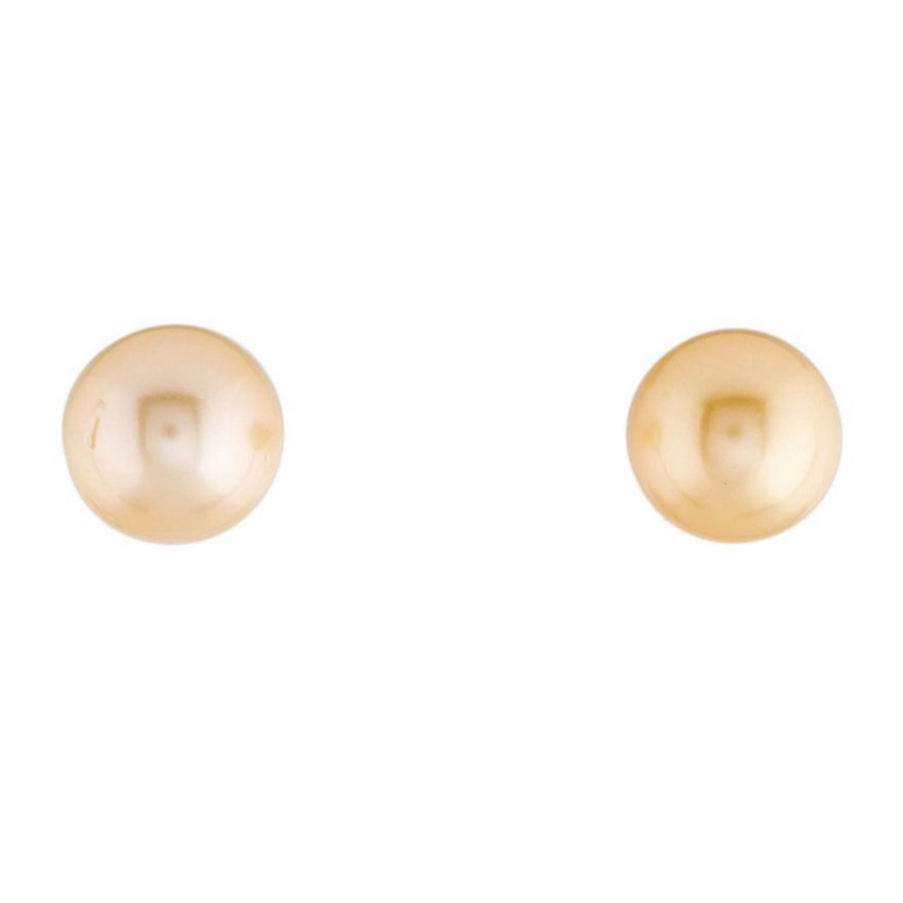 Golden Cultured South Sea Pearl 18k Yellow Gold Stud Earrings